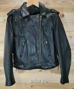 VTG Fox Creek Leather Motorcycle Zipper Jacket Made in USA Size Medium