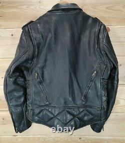 VTG Fox Creek Leather Motorcycle Zipper Jacket Made in USA Size Medium