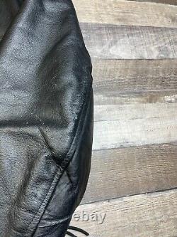 VTG Frontier Men 48 Leather Jacket Black Biker Punk Zip Perfecto Quilted 80s