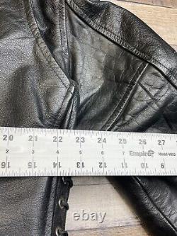 VTG Frontier Men 48 Leather Jacket Black Biker Punk Zip Perfecto Quilted 80s