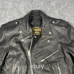 VTG Genuine Leather Motorcycle Jacket Mens 44 Biker Lined Punk Metal Rock 90s