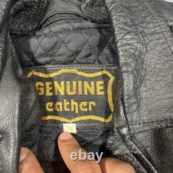 VTG Genuine Leather Motorcycle Jacket Mens 44 Biker Lined Punk Metal Rock 90s