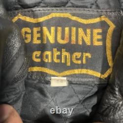 VTG Genuine Leather Motorcycle Jacket Mens 44 Biker Lined Punk Metal Rock 90s