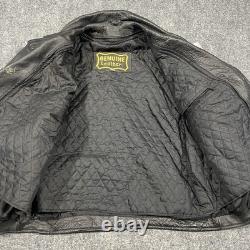 VTG Genuine Leather Motorcycle Jacket Mens 44 Biker Lined Punk Metal Rock 90s