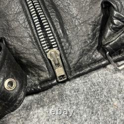 VTG Genuine Leather Motorcycle Jacket Mens 44 Biker Lined Punk Metal Rock 90s
