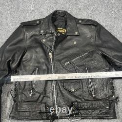 VTG Genuine Leather Motorcycle Jacket Mens 44 Biker Lined Punk Metal Rock 90s