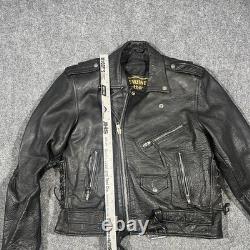 VTG Genuine Leather Motorcycle Jacket Mens 44 Biker Lined Punk Metal Rock 90s