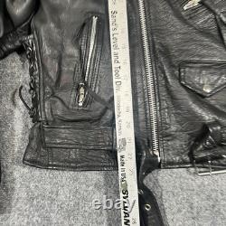 VTG Genuine Leather Motorcycle Jacket Mens 44 Biker Lined Punk Metal Rock 90s