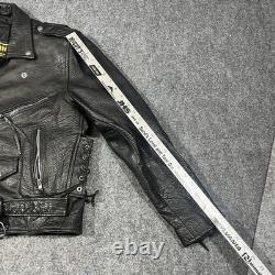 VTG Genuine Leather Motorcycle Jacket Mens 44 Biker Lined Punk Metal Rock 90s