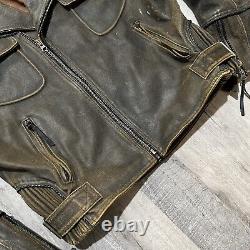 VTG Harley Davidson Billings Brown Leather Western Motorcycle Heavy Biker Jacket