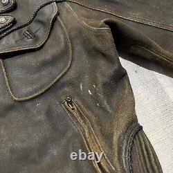 VTG Harley Davidson Billings Brown Leather Western Motorcycle Heavy Biker Jacket