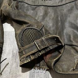 VTG Harley Davidson Billings Brown Leather Western Motorcycle Heavy Biker Jacket