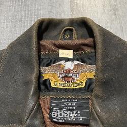 VTG Harley Davidson Billings Brown Leather Western Motorcycle Heavy Biker Jacket