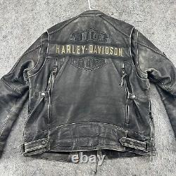 VTG Harley Davidson Jacket Mens XL Gray Passing Link Triple Vent Leather Coat