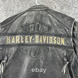 VTG Harley Davidson Jacket Mens XL Gray Passing Link Triple Vent Leather Coat