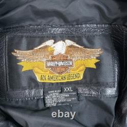 VTG Harley Davidson Made USA Perfecto Leather Moto Jacket Distressed 2XL XXL