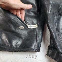 VTG Harley Davidson Made USA Perfecto Leather Moto Jacket Distressed 2XL XXL