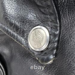 VTG Harley Davidson Made USA Perfecto Leather Moto Jacket Distressed 2XL XXL