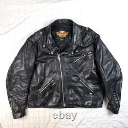 VTG Harley Davidson Made in USA Perfecto Leather Moto Jacket Distressed 2XL XXL