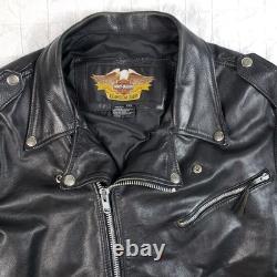 VTG Harley Davidson Made in USA Perfecto Leather Moto Jacket Distressed 2XL XXL