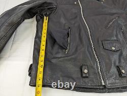 VTG Heavyweight Leather Motorcycle Riding Jacket, Men 52 = XXL, Black w Liner