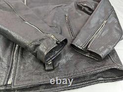 VTG Heavyweight Leather Motorcycle Riding Jacket, Men 52 = XXL, Black w Liner