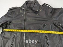 VTG Heavyweight Leather Motorcycle Riding Jacket, Men 52 = XXL, Black w Liner