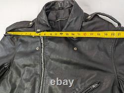 VTG Heavyweight Leather Motorcycle Riding Jacket, Men 52 = XXL, Black w Liner