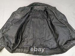 VTG Heavyweight Leather Motorcycle Riding Jacket, Men 52 = XXL, Black w Liner