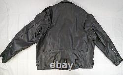 VTG Heavyweight Leather Motorcycle Riding Jacket, Men 52 = XXL, Black w Liner