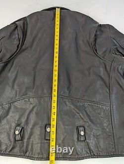 VTG Heavyweight Leather Motorcycle Riding Jacket, Men 52 = XXL, Black w Liner