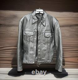 VTG Hein Gericke Black Leather Jacket Motorcycle Biker Snap Button Zip Cuffs