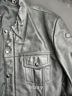 VTG Hein Gericke Black Leather Jacket Motorcycle Biker Snap Button Zip Cuffs