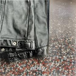 VTG Hein Gericke Black Leather Jacket Motorcycle Biker Snap Button Zip Cuffs