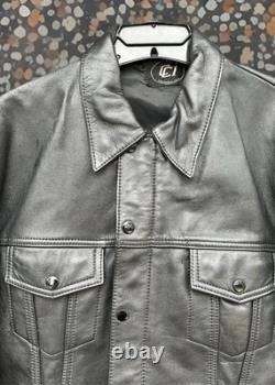 VTG Hein Gericke Black Leather Jacket Motorcycle Biker Snap Button Zip Cuffs