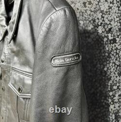 VTG Hein Gericke Black Leather Jacket Motorcycle Biker Snap Button Zip Cuffs