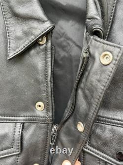 VTG Hein Gericke Black Leather Jacket Motorcycle Biker Snap Button Zip Cuffs