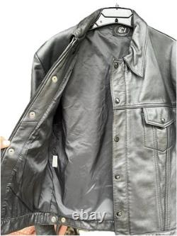 VTG Hein Gericke Black Leather Jacket Motorcycle Biker Snap Button Zip Cuffs