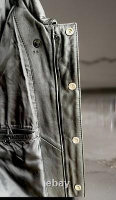 VTG Hein Gericke Black Leather Jacket Motorcycle Biker Snap Button Zip Cuffs