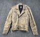 VTG Highway One Leather Motorcycle Biker Cafe Racer Biker Jacket Tan Mens L