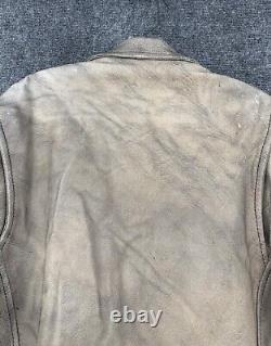 VTG Highway One Leather Motorcycle Biker Cafe Racer Biker Jacket Tan Mens L