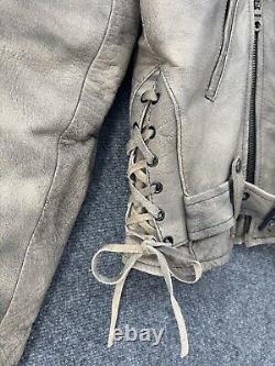 VTG Highway One Leather Motorcycle Biker Cafe Racer Biker Jacket Tan Mens L