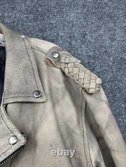 VTG Highway One Leather Motorcycle Biker Cafe Racer Biker Jacket Tan Mens L