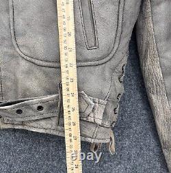 VTG Highway One Leather Motorcycle Biker Cafe Racer Biker Jacket Tan Mens L