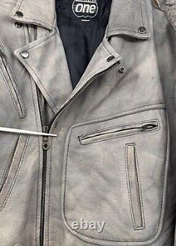 VTG Highway One Leather Motorcycle Biker Cafe Racer Biker Jacket Tan Mens L