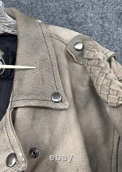VTG Highway One Leather Motorcycle Biker Cafe Racer Biker Jacket Tan Mens L