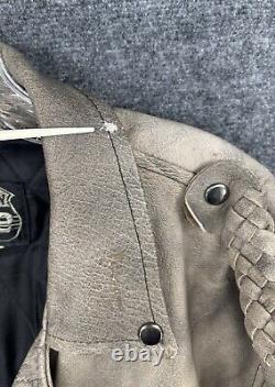 VTG Highway One Leather Motorcycle Biker Cafe Racer Biker Jacket Tan Mens L