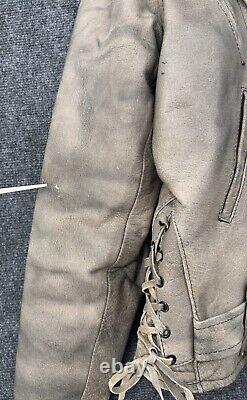 VTG Highway One Leather Motorcycle Biker Cafe Racer Biker Jacket Tan Mens L