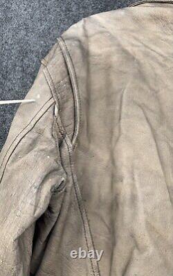 VTG Highway One Leather Motorcycle Biker Cafe Racer Biker Jacket Tan Mens L