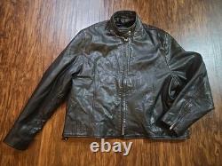 VTG Hudson Leather Belted Motorcycle Jacket 4XL Black Biker Cafe Racer